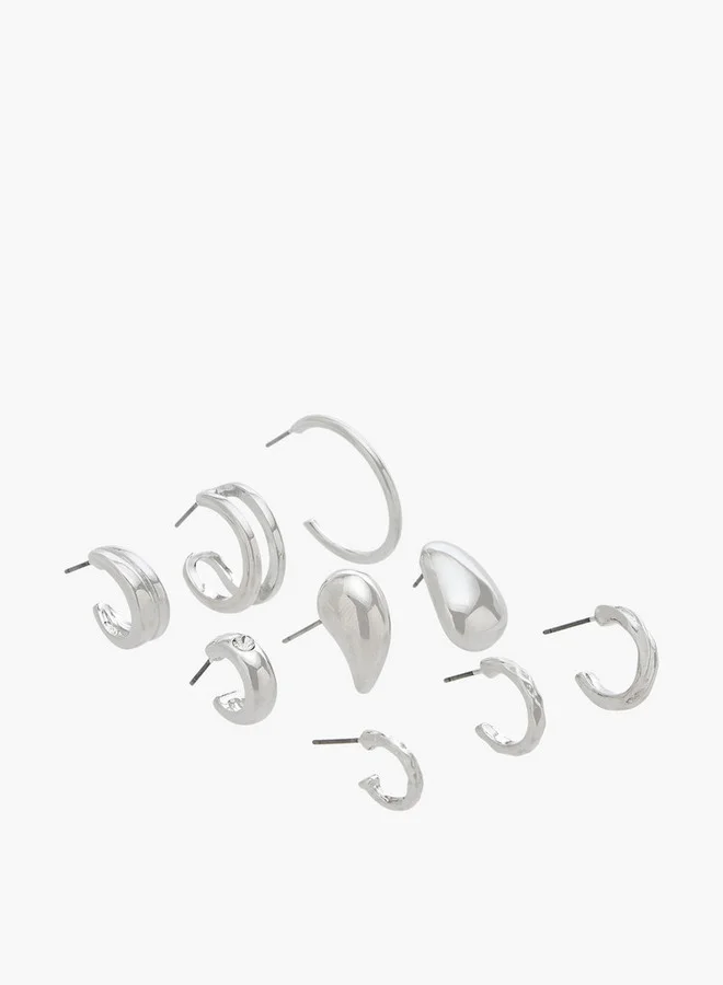 Flora Bella By Shoexpress Pack Of 9 Metallic Earrings With Pushback Closure